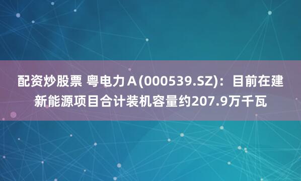 配资炒股票 粤电力Ａ(000539.SZ)：目前在建新能源项目合计装机容量约207.9万千瓦